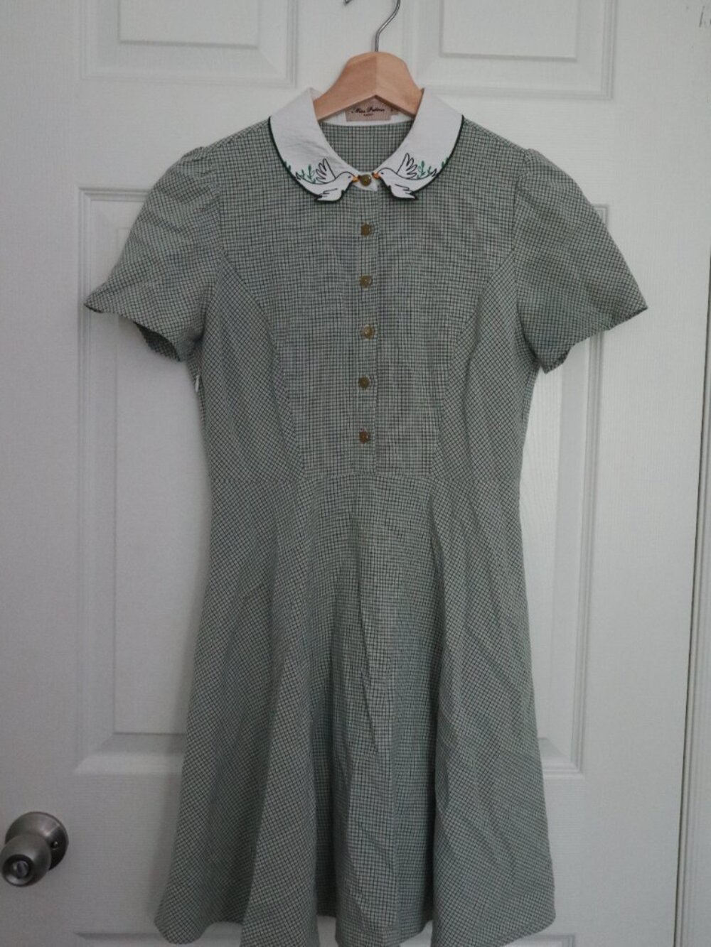Miss Patina Lucky Bird Kisses Dress Green Size Small UK 8 - Picture 2 of 7